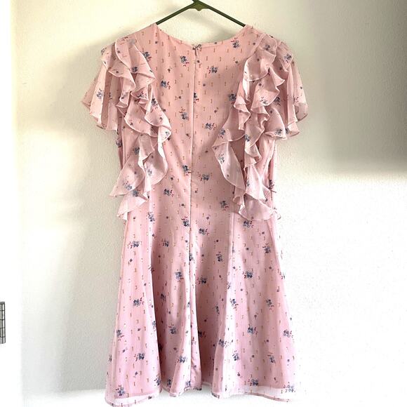 Tularosa Selma Floral Mini Dress Pastel Pink Size M Raffle Short Sleeve Wedding - Picture 4 of 8